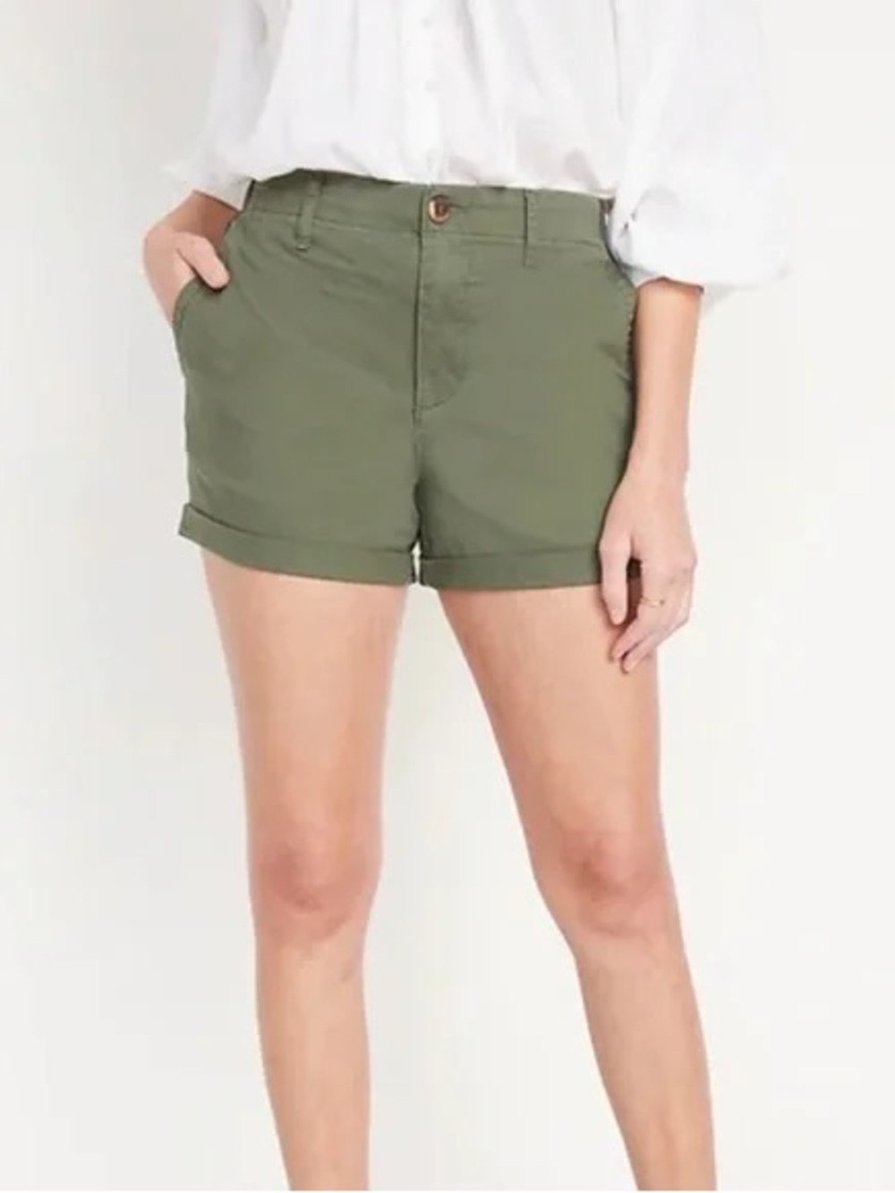Buffalo David Bitton Olive Green High-Rise Cuffed Women’s Shorts